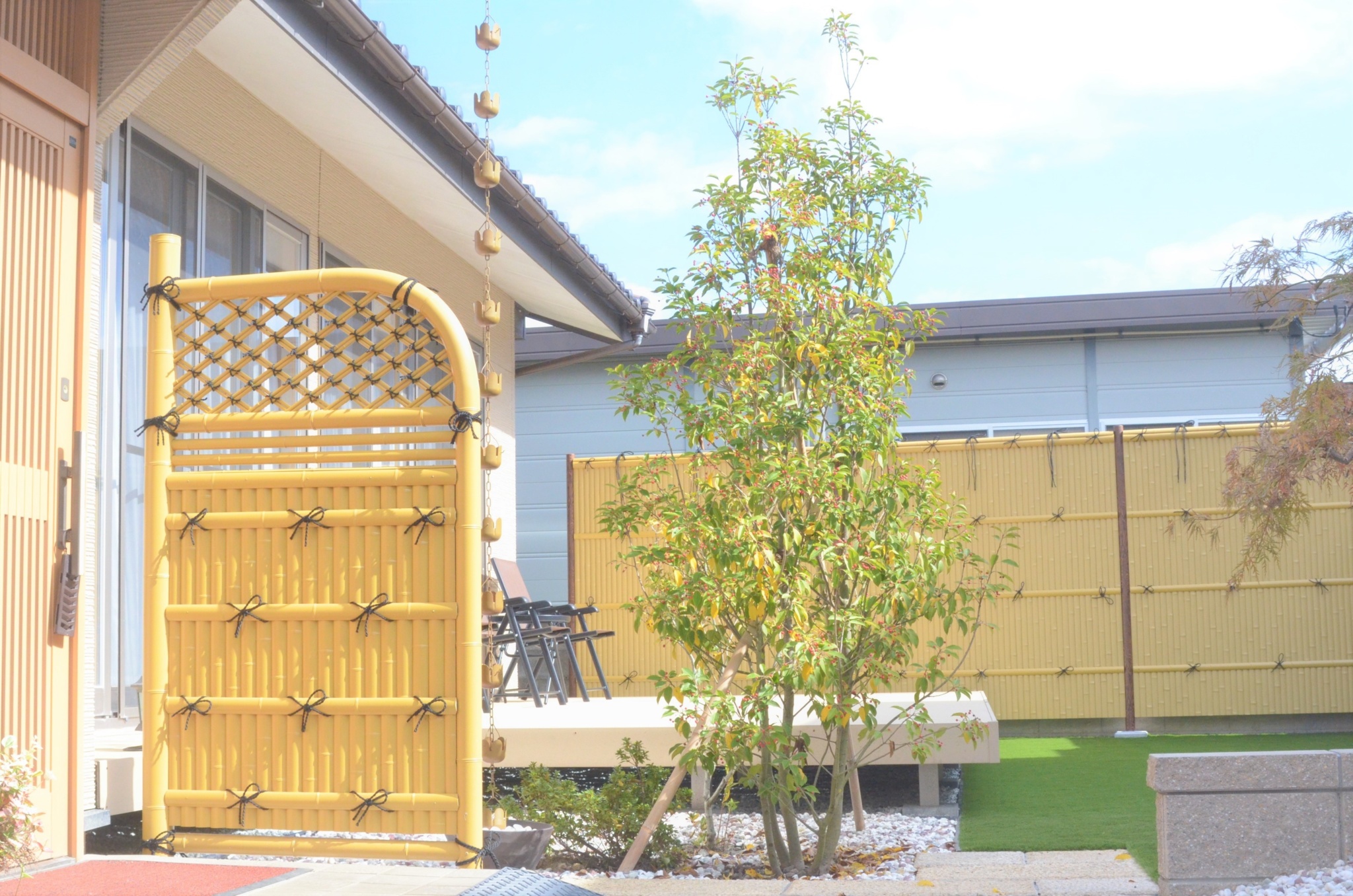 竹垣 仕切り 天然 竹フェンス ミニ型 W45×H126cm 目隠し 衝立 和風 フェンス 庭園 垣根 囲い 外構 - 1